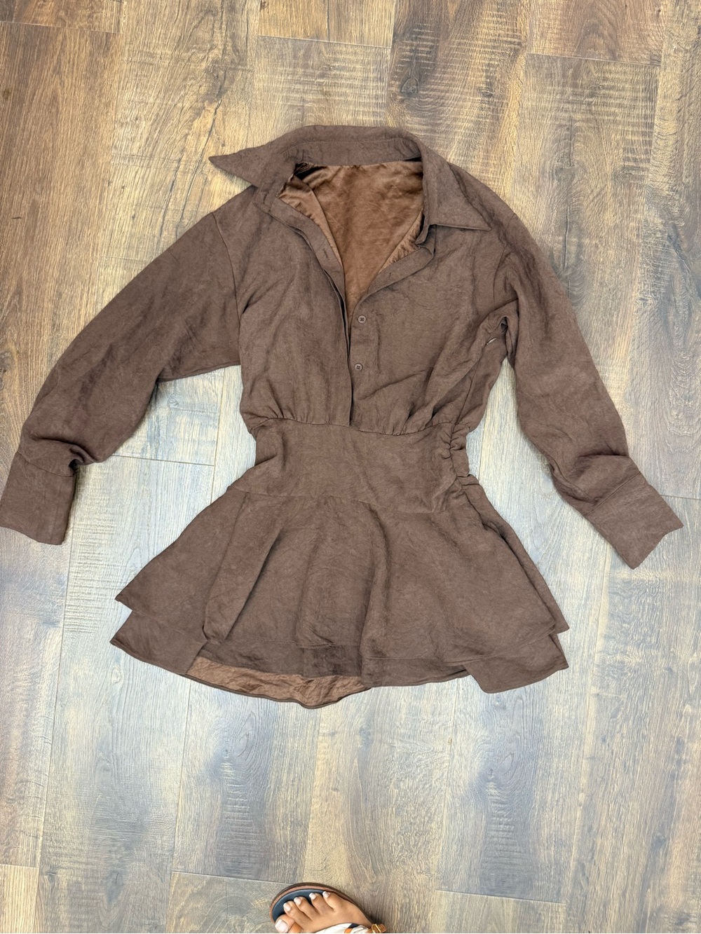Brown Women's Button-Front Peplum Jacket